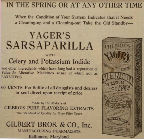 Yeager's Sarsaparilla advertising card